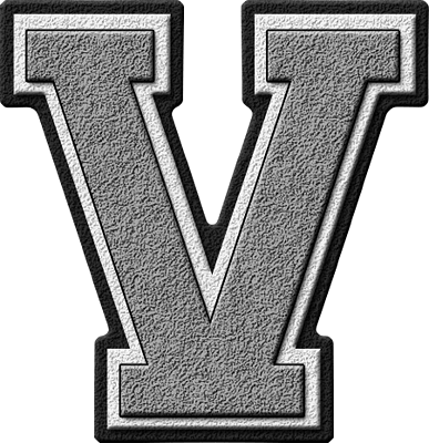 Silver V Logo - Presentation Alphabets: Silver Varsity Letter V