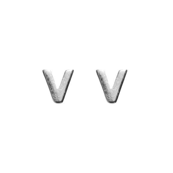 Silver V Logo - Initial Studs - Silver | Love Tatum Jewelry