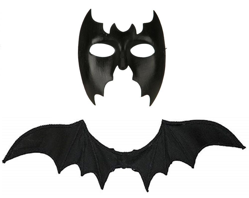 Dragon Wings Logo - Black Bat Dragon Wings w/ Bat Face Mask Dark Angel Straps Costume