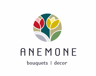 Red and Green Flower Logo - Anemone: bouquets decor - Logo Design - Logomark, Logotype, Flowers ...