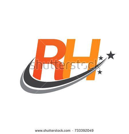 Orange Colored Company Logo - initial letter RH logotype company name colored orange and grey ...