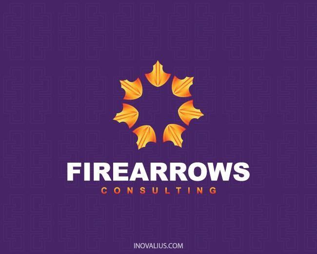 Orange Colored Company Logo - Fire Arrows Logo Design