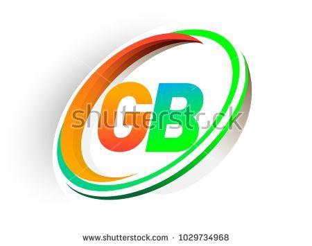 Orange Colored Company Logo - initial letter GB logotype company name colored orange and green ...