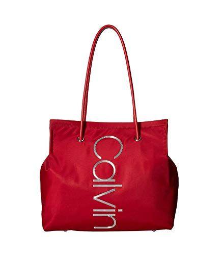 Nylon Logo - Calvin Klein Mallory Nylon Logo Tote Bag, Red: Handbags: Amazon.com