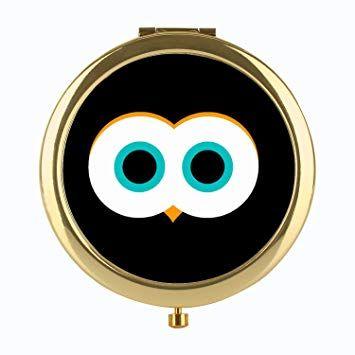 Travel Owl Eye Logo - Compact Mirrors Eye Owl, Round Metal Folding Portable