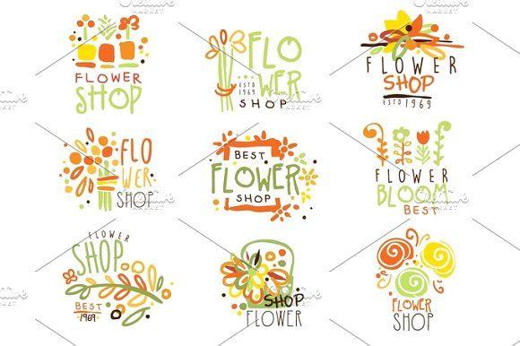 Red and Green Flower Logo - Flower Shop Red Yellow And Green Colorful Graphic Design Template