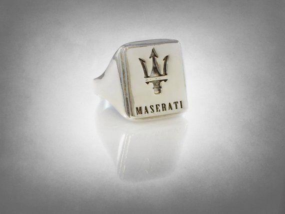 Italian Luxury Car Logo - Maserati car logo Italian luxury car Ring solid Sterling