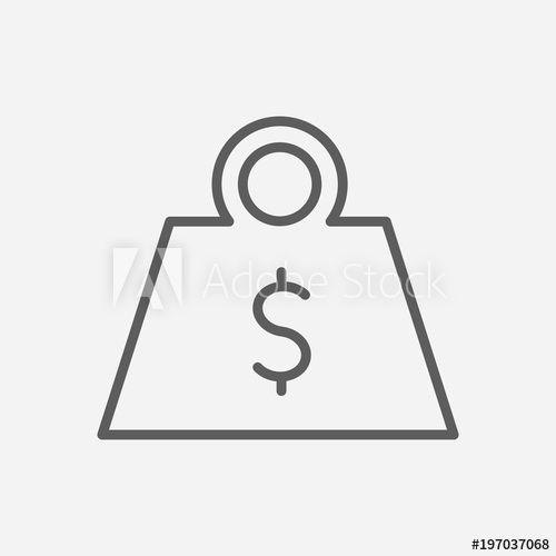 Money Bag Logo - Debit icon line symbol. Isolated vector illustration of money bag