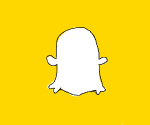 White Ghost Logo - snapchat logo- white ghost on yellow backgroun drawing