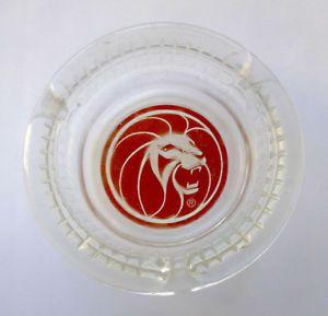 Red Lion Head Logo - Vintage MGM Grand Hotel Aash Tray Red Lion Head Logo Glass Ashtray
