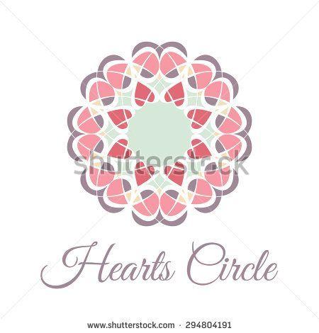 Pink Green Logo - Vintage ornamental circular flower logo. Colorful pink red beige ...
