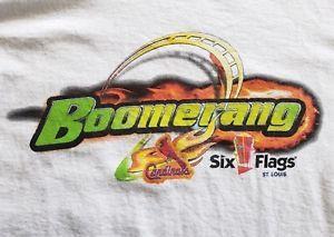 Adult Boomerang Logo - VINTAGE* SIX FLAGS ST LOUIS BOOMERANG ROLLER COASTER ADULT XL SHIRT ...