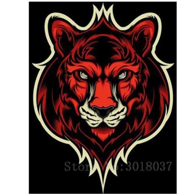 Red Lion Head Logo - Diamant Diy 5D Diamond Painting Cross Stitch Red Lion Head ...