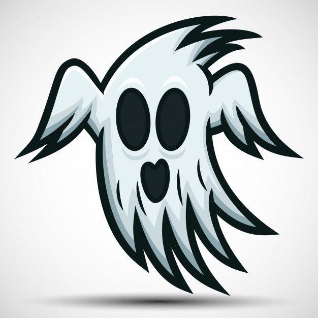 White Ghost Logo - Scary White Ghost Design Vector