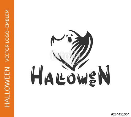 White Ghost Logo - Ghost logo logo design on white background, halloween