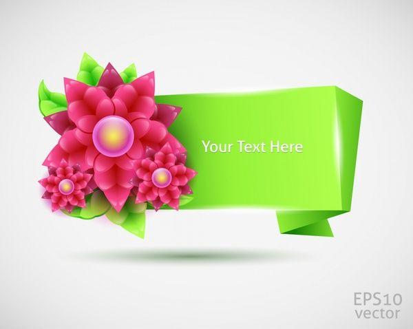 Red and Green Flower Logo - Flowers ribbon background shiny 3D red green decor Free vector