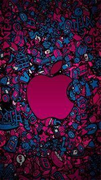 Google Play Apple Logo - Pink apple play is an iPhone wallpaper with cartoon style background ...