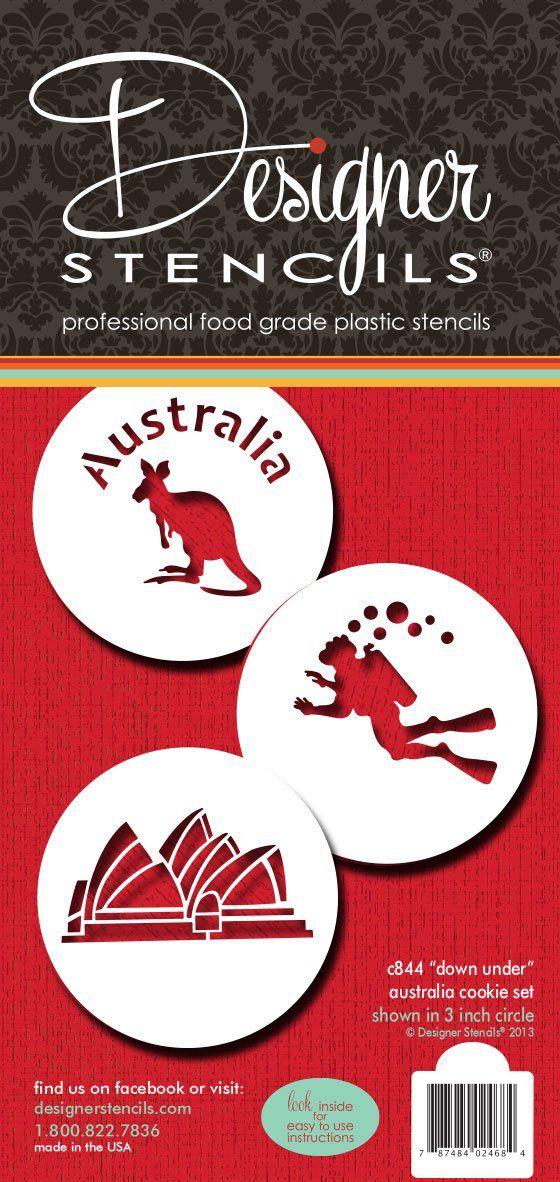 Kangaroo Red Circle Inside Logo - Down Under Australia Stencil Set