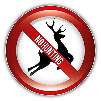 Kangaroo Red Circle Inside Logo - No Hunting Deer Ban Stop Sign Home Decal Vinyl Sticker 5