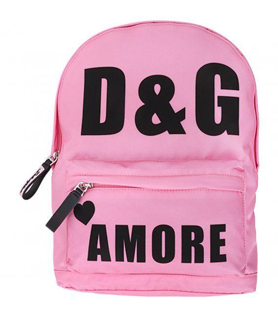 Pink Girl Logo - DOLCE & GABBANA KIDS Pink girl backpack with black logo - CoccoleBimbi