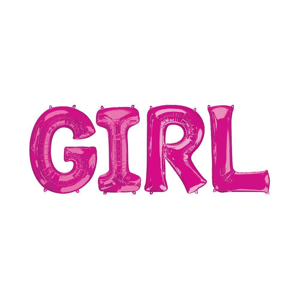 Pink Girl Logo - Giant Pink Girl Letter Balloon Kit. Happy Jungle Girl Baby Shower