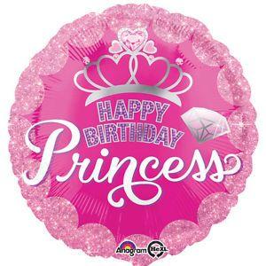 Pink Girl Logo - Round HAPPY BIRTHDAY PRINCESS Foil Helium BALLOON Pink Girl