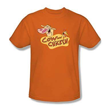 Orange Chicken Logo - Cow & Chicken Logo T Shirt In Orange: Amazon.co.uk: Clothing
