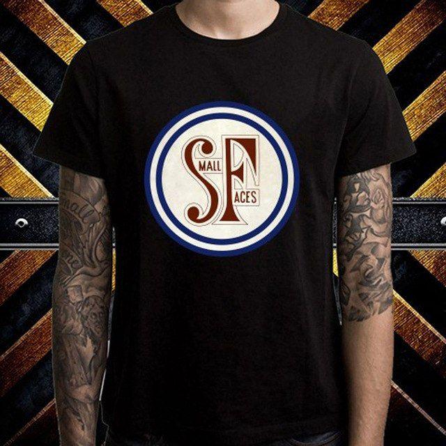 English Rock Band Logo - Small Faces Band English Rock Band Logo Mens Black T Shirt Size S