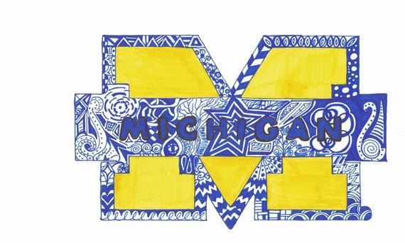 U of M Football Logo - 8.5 x 11 Oringal University of Michigan Logo | Etsy