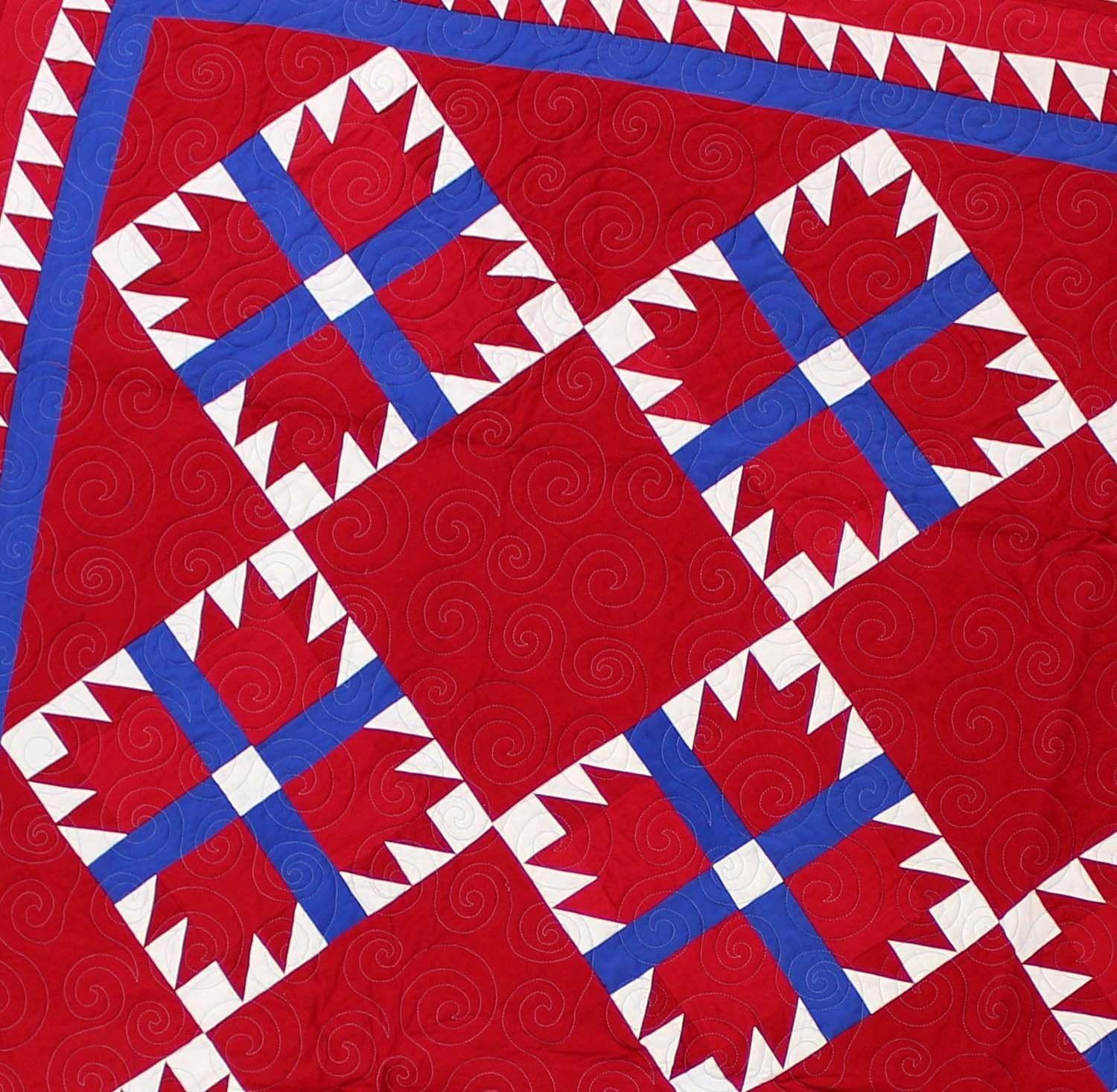 Blue Bear Paw Logo - Amish styled Red, White and Blue Bear Paw FINISHED QUILT