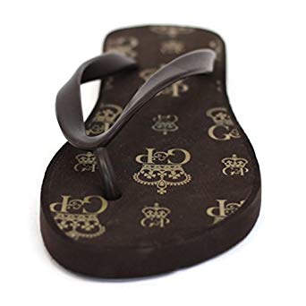 Couture Crown Logo - Juicy Couture Brown Flip Fllp Slides With Crown Logo Printed UK Size