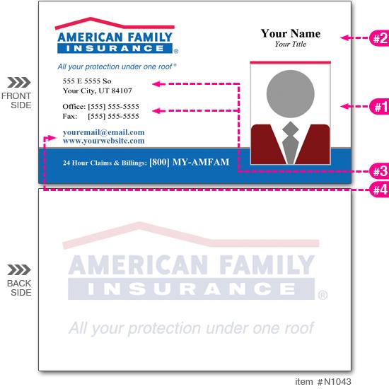 AmFam Roof Logo - American Family Insurance Business Cards