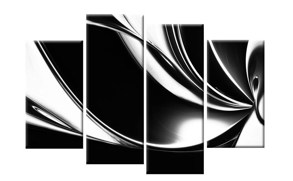 Abstract Black and White Logo - LARGE BLACK WHITE ABSTRACT CANVAS PICTURES WALL ART SPLIT MULTI 4