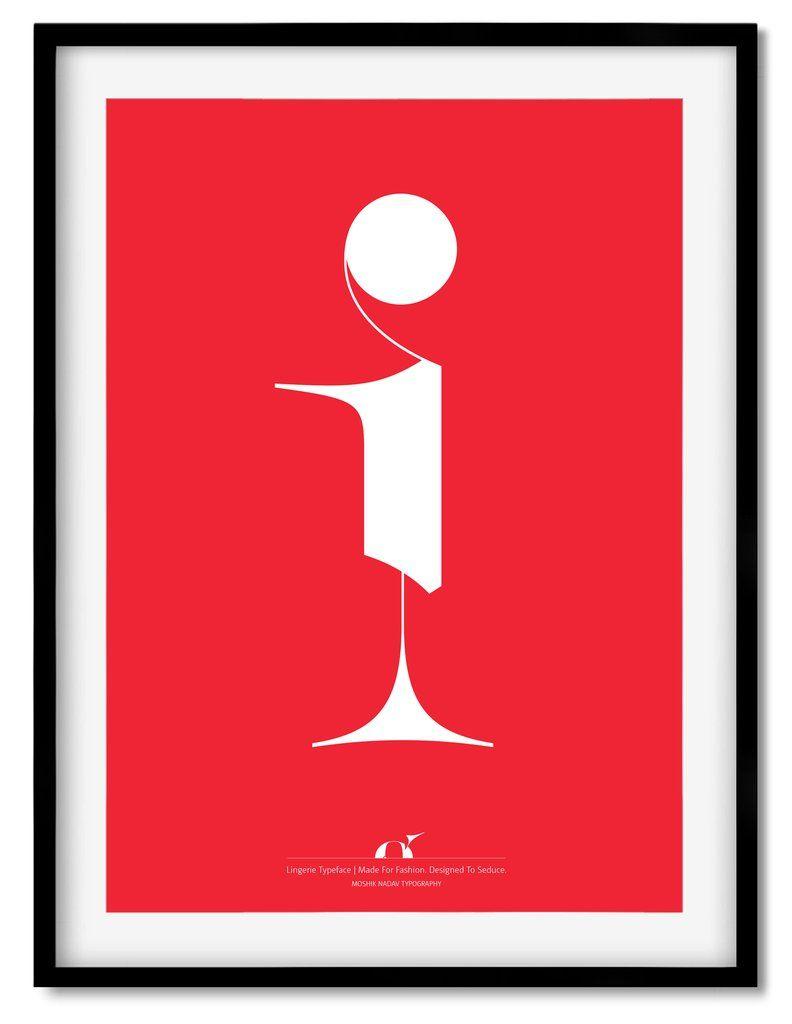 Red Lowercase'i Logo - Lingerie Typeface Lowercase I Poster. Moshik Nadav Fashion
