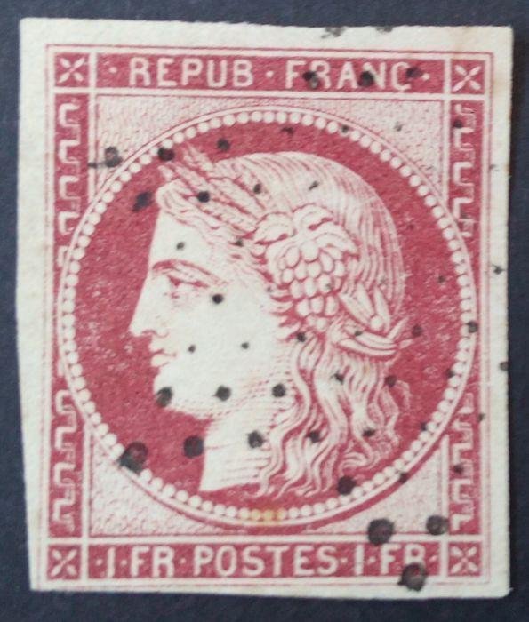 Crimson Star Logo - France 1849 – Cérès 1 fr. crimson, star cancellation, signed Calves ...