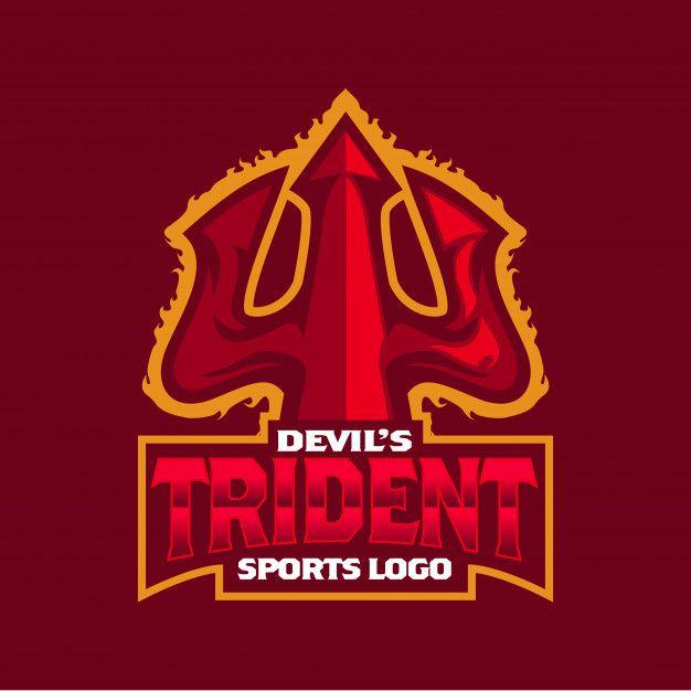 Trident Sports Logo - Trident weapon of devil mascot logo template Vector