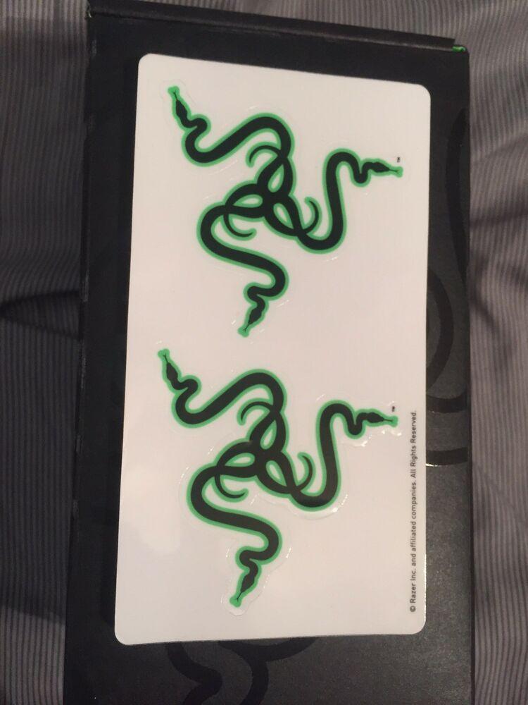 Green Swirl Logo - Set of 2 Razer Brand Snake Swirl Logo Stickers Black & Green Brand ...