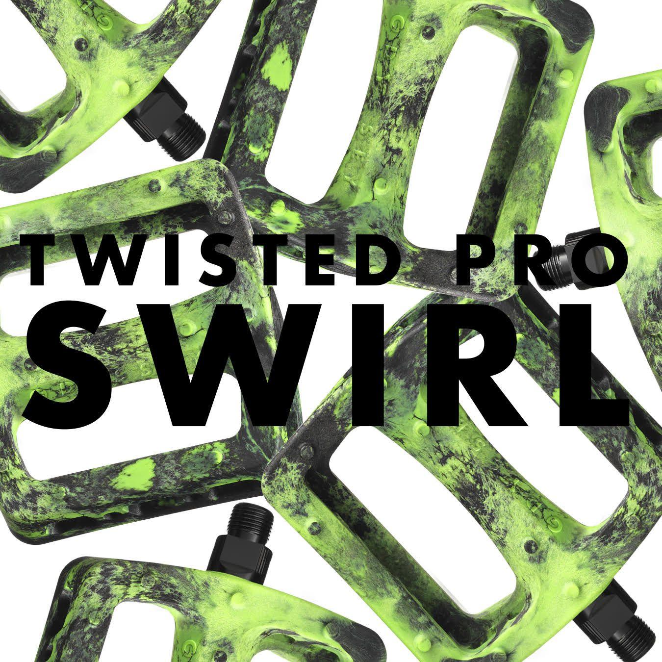 Black and Green Swirl Logo - Twisted Pro Pedals in Black/Fluorescent Green Swirl | Odyssey BMX