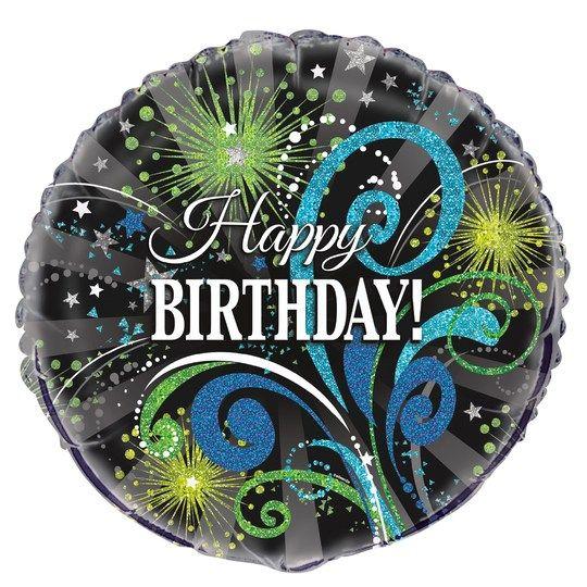 Black and Green Swirl Logo - Foil Black and Green Swirl Happy Birthday Helium Balloon | Birthday ...