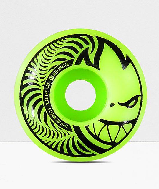 Black and Green Swirl Logo - Spitfire Hypno-Swirl Green & Black 53mm Skateboard Wheels | Zumiez