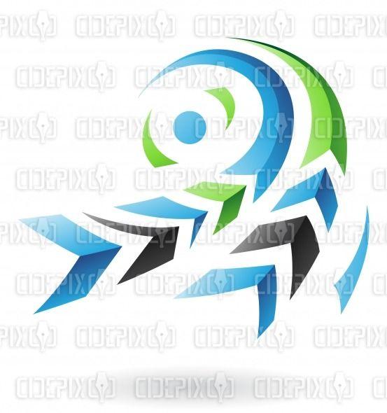 Black and Green Swirl Logo - abstract blue, green and black flying dynamic swirl arrows logo icon ...