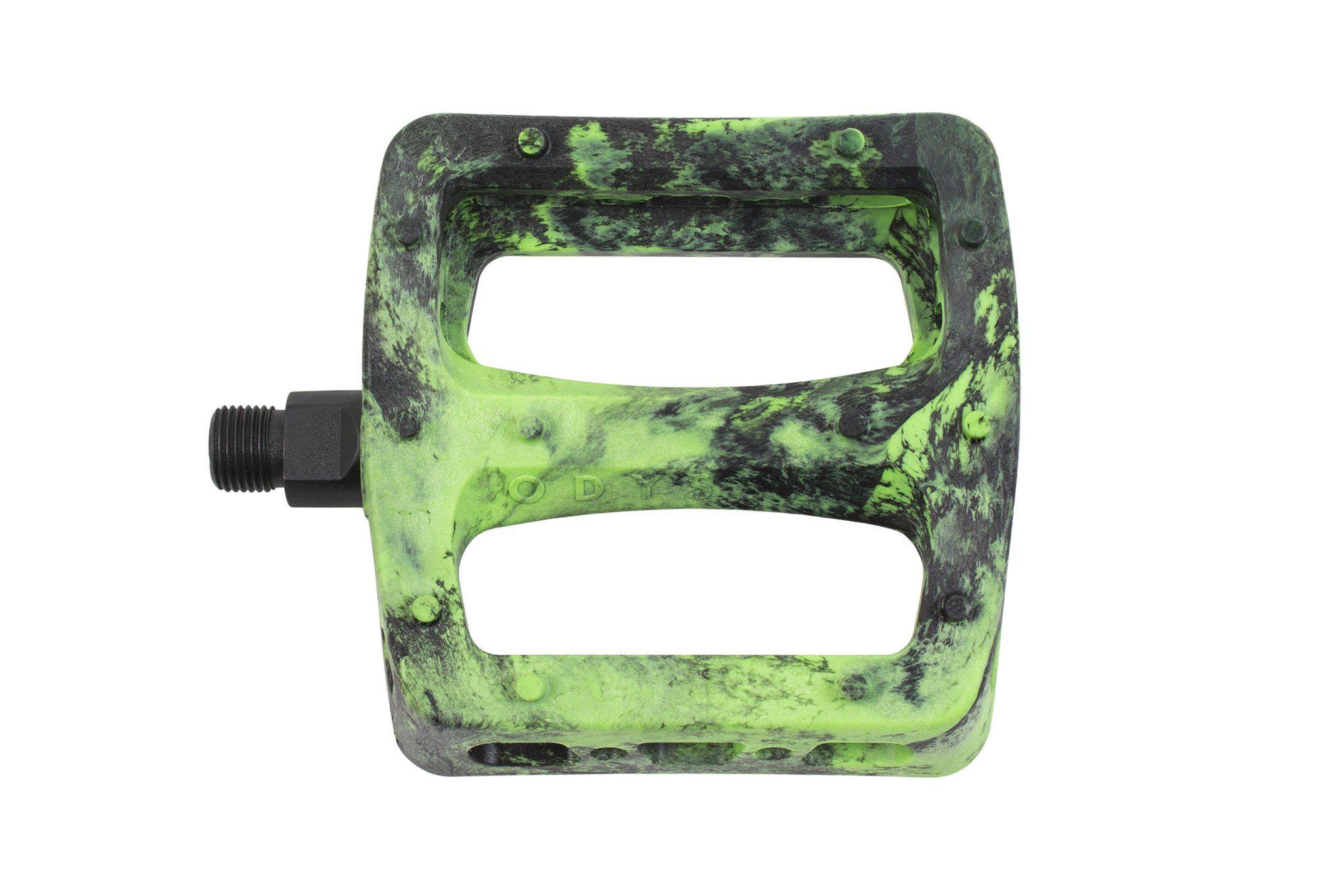 Black and Green Swirl Logo - Twisted Pro PC Pedals (BlackGreen Swirl) | Odyssey BMX