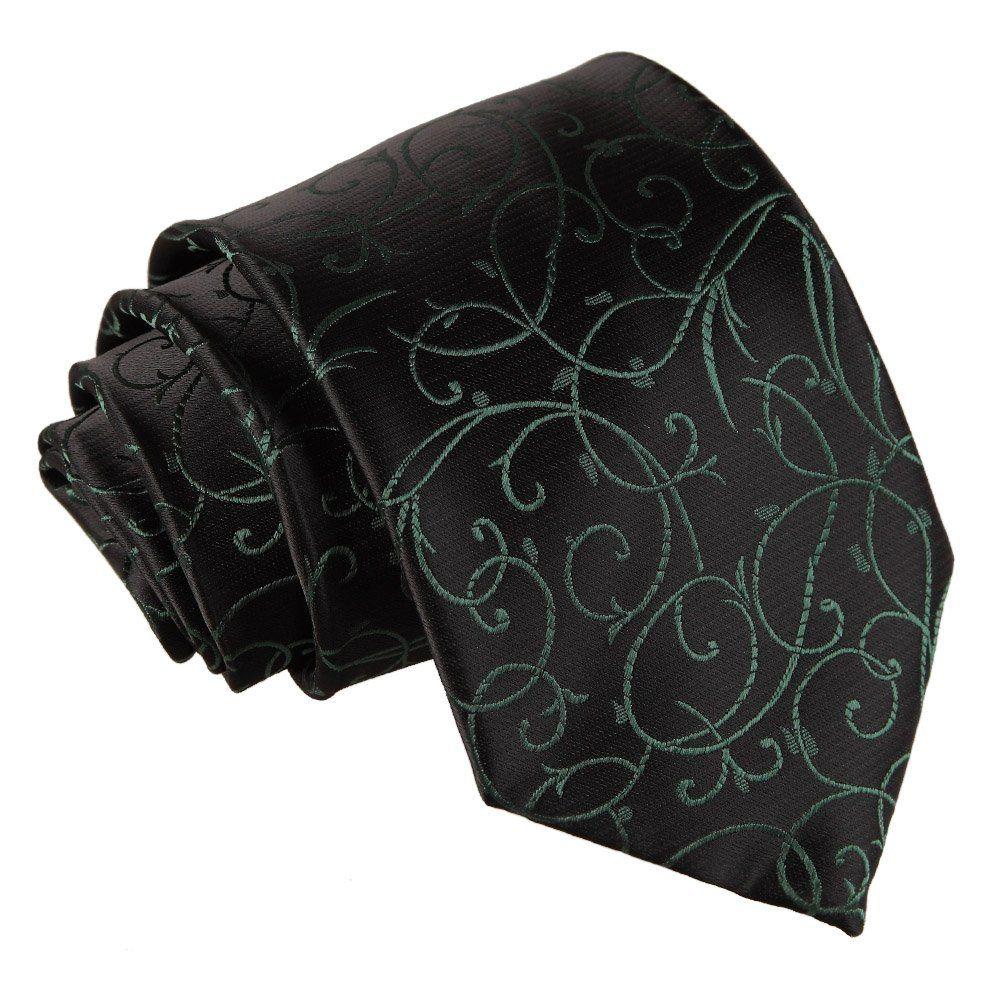 Black and Green Swirl Logo - Men's Swirl Black & Green Tie