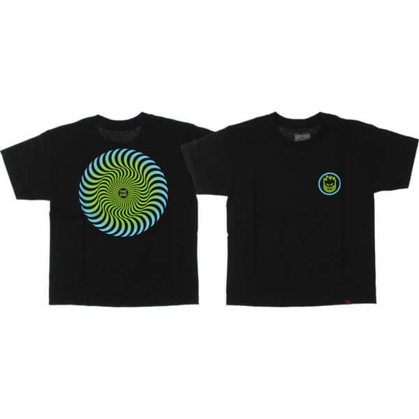 Black and Green Swirl Logo - Spitfire Wheels Classic Swirl Fade Black / Green Boys Youth Short