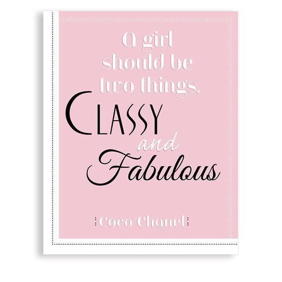 Classy Pink Chanel Logo - Coco Chanel quote Classy and Fabulous Art Pink Art | Etsy