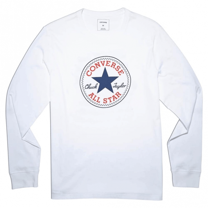 Star Shirt Company Logo - Converse Converse All Star Big Logo Long Sleeve Cuffed T Shirt White