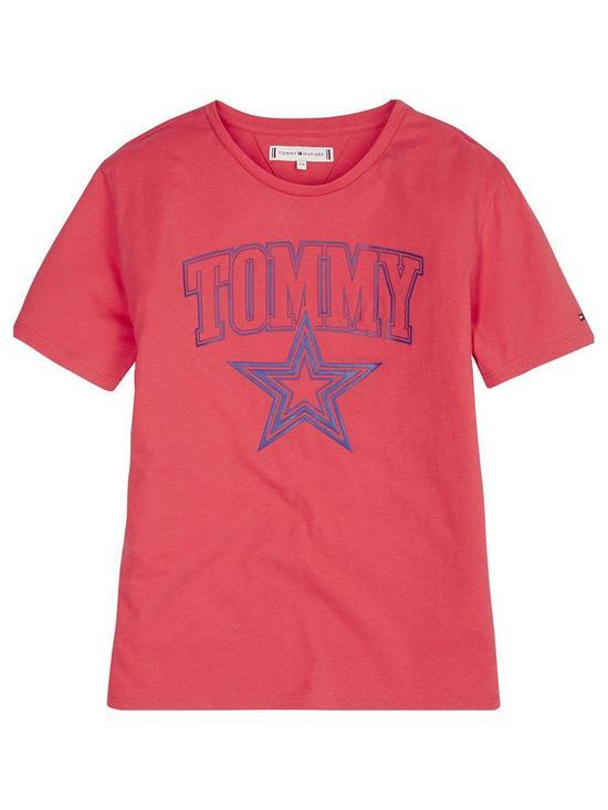 Star Shirt Company Logo - Tommy Hilfiger Girls Star Logo Short Sleeve T-Shirt - Pink | very.co.uk