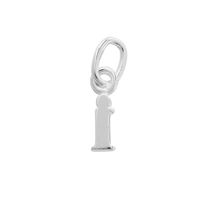 Red Lowercase'i Logo - Beads Jar: Alphabet Charm Lowercase 'i' 925 Sterling Silver 9x2mm