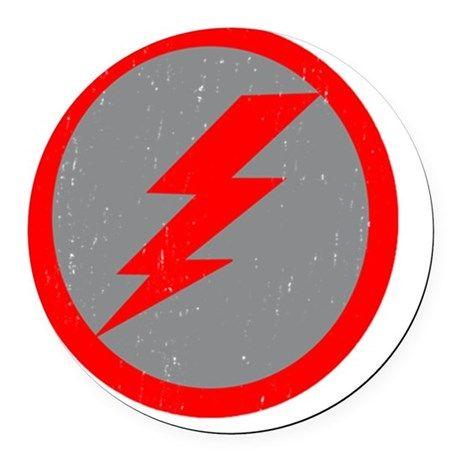 Circle with Lightning Bolt Car Logo - Lightning Bolt Final Red Copy Round Car Magnet