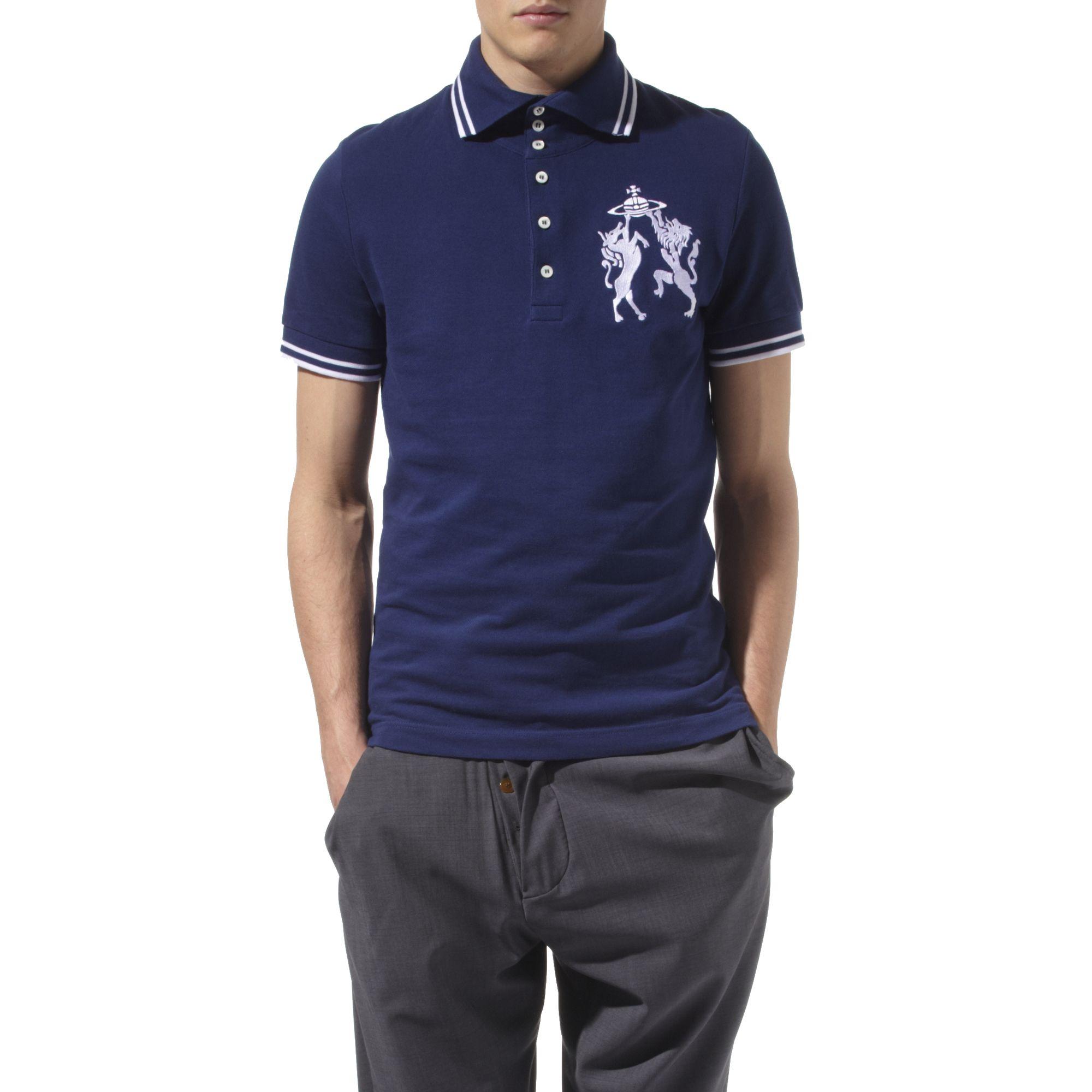Large Polo Logo - Vivienne Westwood Large Logo Polo Shirt in Blue for Men - Lyst